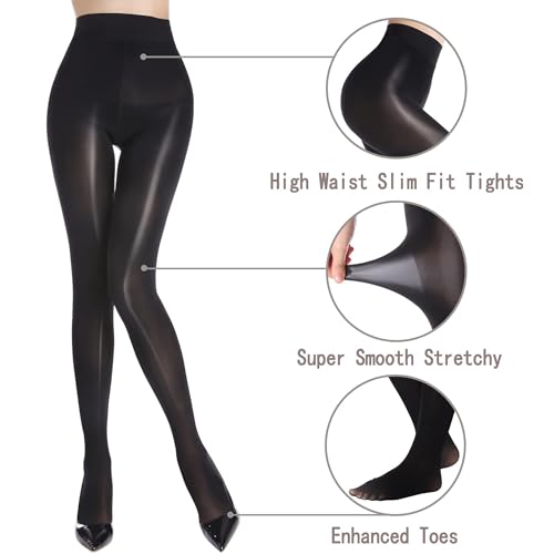 Image of HA WA 3 Pairs Women 20D Sheer Tights Control Top Pantyhose Reinforced Toe