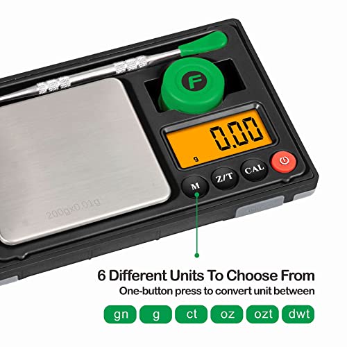 Fuzion Gram Scale, 200G/0.01G Rechargeable Herb Scale, 6 Units Conversion, Mini Scale Gram And Ounce, Jewelry Scale, Pocket Scale, Great For Snuff, Herb, Powder, Coins #TOP3