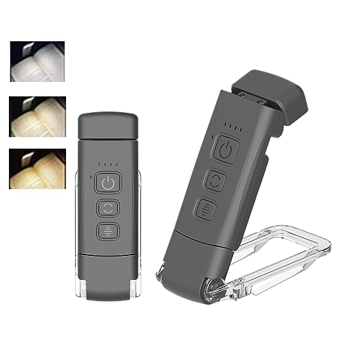 Okelon USB Rechargable Clip-on Book Light for Reading in Bed,5 Brightness and 3 Color for Eye Care,Portable Small LED Bookmark Lamp for Kids,Bookworms,Camping