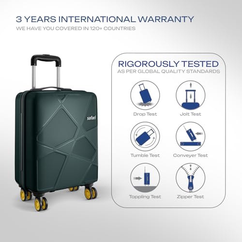 Image of Safari Cabin Polypropylene Spinner Pentagon Pro 8 Wheels 55Cm Trolley Bag Hard Case, 360º Wheeling Carry-On Luggage for Men & Women, Travel Bag, Suitcase for Travel, Dusk Green