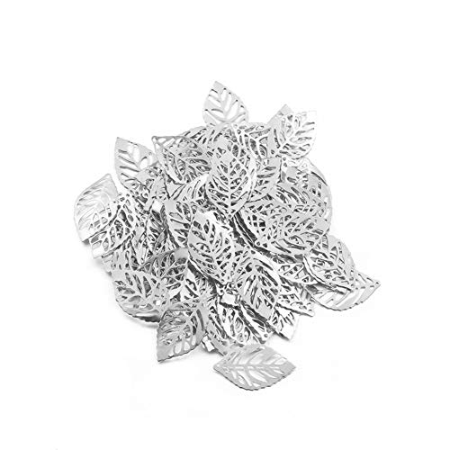 AKOAK 50 Pcs Hollow Leaf Metal Flower Pieces, Pendant Jewelry