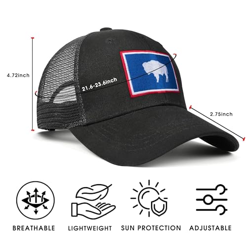 Image of Adjustable State Flag Trucker Hat Mesh Baseball Cap with Embroidered Patch for Men Women