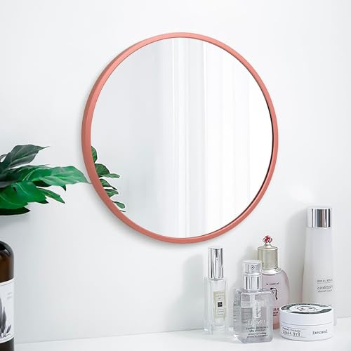 Image of RIZIK STORE Iron Metal Decorative Round Wall Mirror with Hook - HD Clear Glass, Wall Mounted for Bedroom, Living Room, Wash Basin, Vanity, Makeup & Bathroom