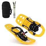 GOPLUS Raquettes à Neige Légères Enfants, Raquettes avec Bâtons de Trekking, Sac de Transport Pratique et, Support Jusqu'à 35 kg, pour Randonnées Sportives