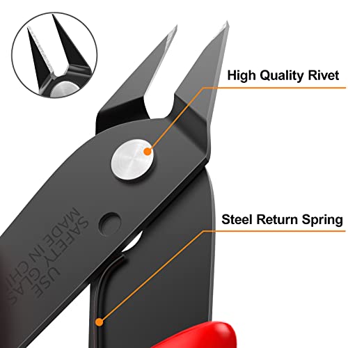 Boenfu Wire Cutters Zip Tie Cutters Micro Flush Cutter 2 Pack 5 In Precision Wire Clippers Hobby Snips Small Side Cutting Pliers For Jewelry Making, Electronics, Red #TOP2