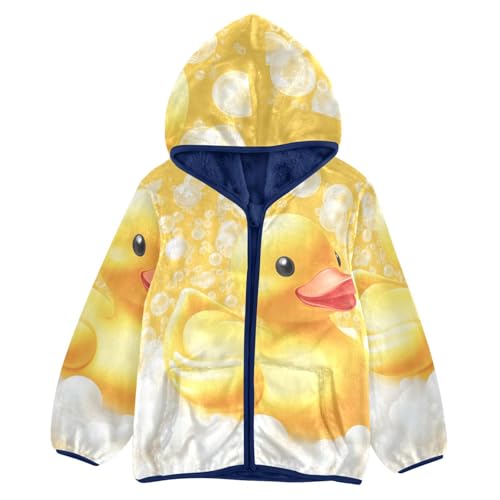 Rubber Duck Toy and Soap Bubbles Girls Fleece Jacket Girls Fall Jacket Girls Zip Up Hoodie Girls Sherpa Jacket 2-10T