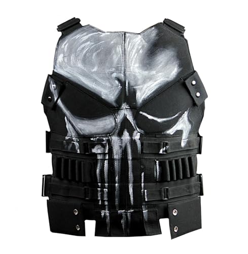 Veste de moto cuir homme Frank Castle Skull blouson noir soirée Halloween