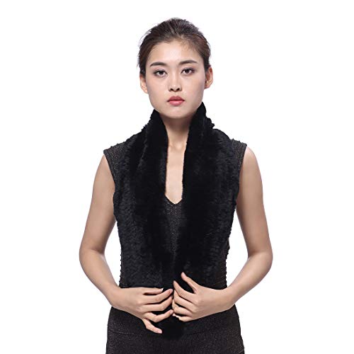 BeFur Womens Winter Knit Rex Rabbit Fur Infinity Scarf | Both-sided Full Fur Available Neck Warmer