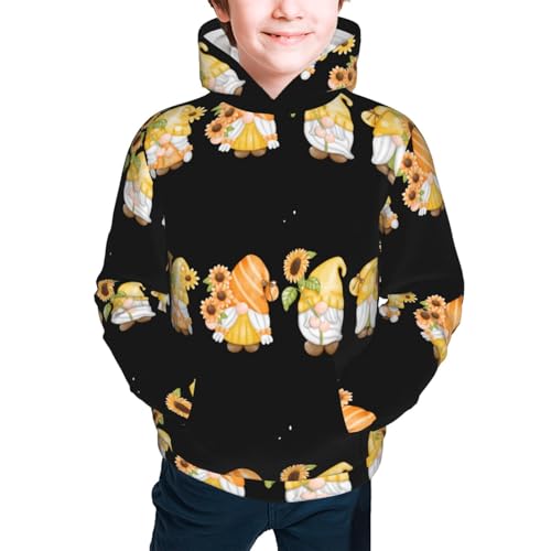 Hello Spring Sunflower Gnomes Kid Hoodies Boys Sweatshirts Girls Pullover with Pocket3