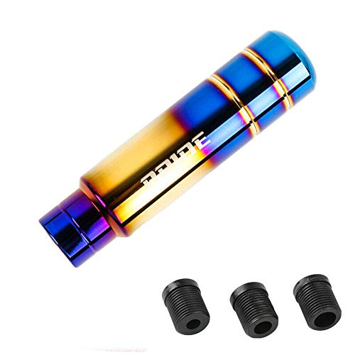 Baceyong Pomo de palanca de cambios universal de aluminio azul quemado V2-13 cm, pomo palanca de cambios, Compatible con vehículos de transmisión manual con cilindro de engranaje redondo