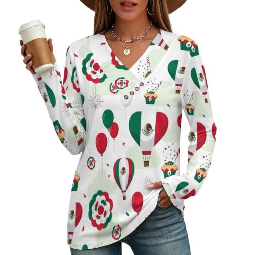 TXCUTE Mexico Women Deep Hoodies Lightweight Drawstring Loose Hooded Sweatshirt Medium