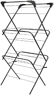 tradefirst Heavy-Duty 3-Tier Airer Clothes Airer Rack Four Side Wings Ideal for Hangers & Shirts Perfect for Indoor & Outdoor Drying (Black)