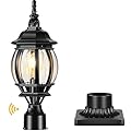 VIANIS Hardwired Lamp Posts Outdoor Lighting, Black Dusk to Dawn Outdoor Lamp Post Light Fixture with Pier Mount Base, 100% Aluminum 3-inch Exterior Post Lantern for Porch, Patio, Backyard, Garden