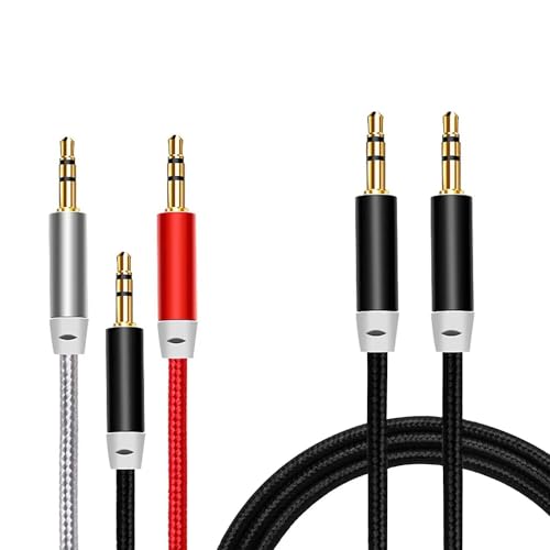 Cable de audio estéreo 3.5mm nylon trenzado, pack 3 miniatura 3