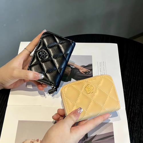 Small Genuine Leather Wallet For Women Wallet Women Mini Credit Card Holder Organizer Case With Zipper Pocket (black)3