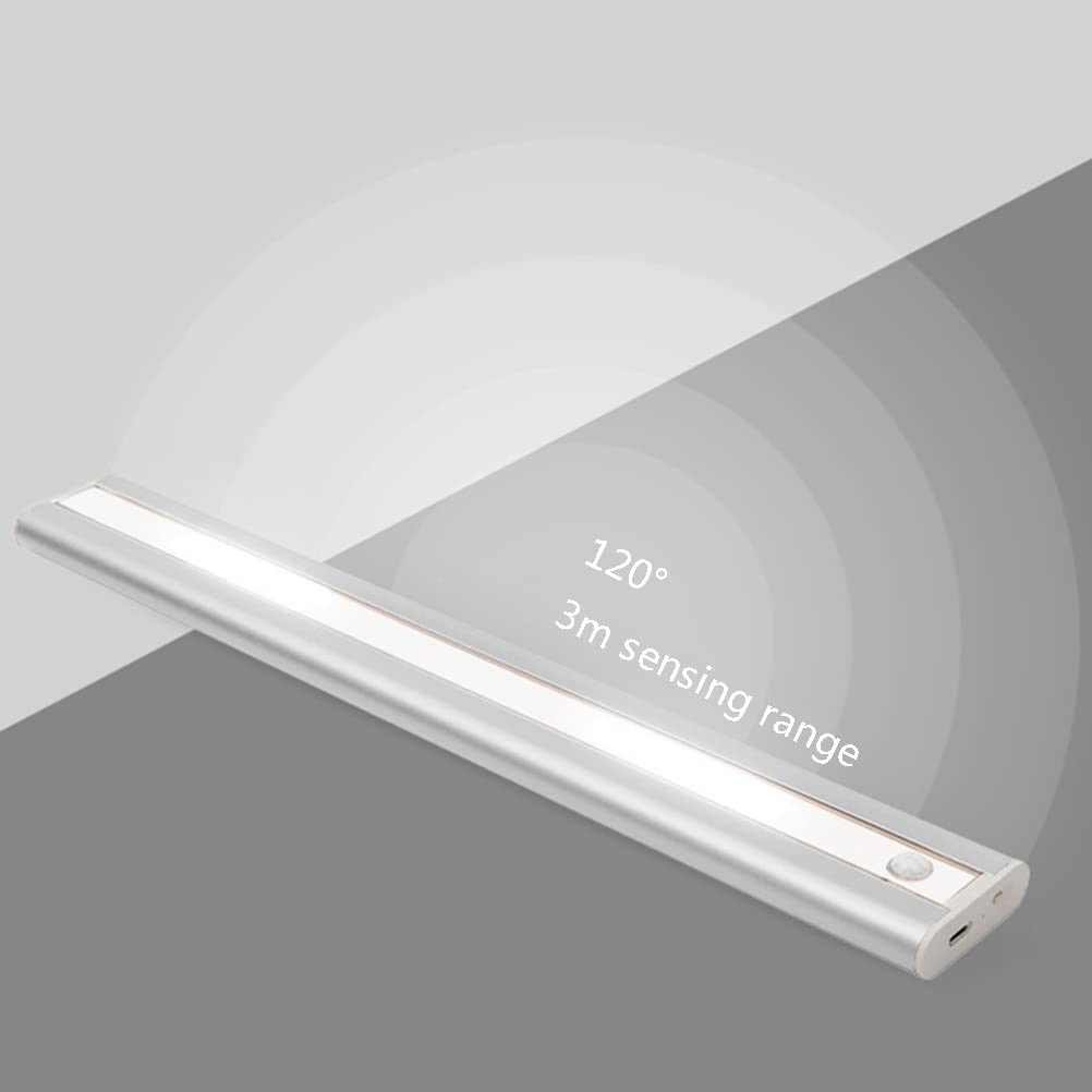 Iluminación LED para gabinete con detector de movimiento, 30 cm luz de noche blanca cálida 3000K con interruptor Luz de gabinete LED inteligente recargable por USB inalámbrico con sensor de movimiento