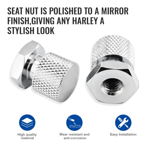 Zhisheng 2Pcs Solo Seat Nuts Alluminum Mounting Bolt Nuts 1/4"-20 Thread For Harley Touring Softail Dyna Sportster Cvo Electra Glide Street Glide(Silver) #TOP1