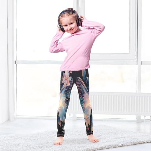 Toddler Girls Leggings Printed Yoga Pants Leggings Butterfly Surrounded by Floating Leaves for Kids4