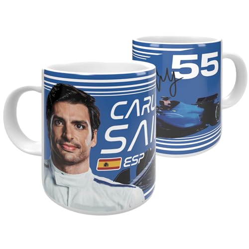 Partisan Carlos Sainz F1 - Taza de cerámica de 57,407.8-325 ml, color azul y blanco
