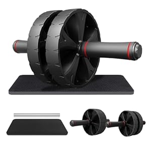 Bauchroller, Ab Roller Bauchtrainer mit Kniematte, Ab Wheel Set Bauchmuskeltrainer Geeignet für Anfänger und Profis, Rutschfester Bauchmuskeltraining Gerät für Zuhause, Fitnessgerät