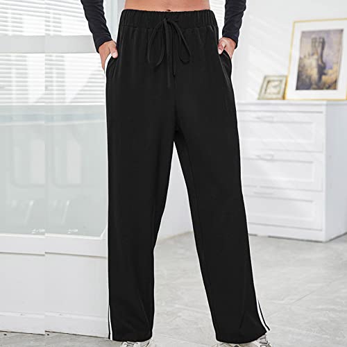 GBSELL Calça de moletom feminina ioga perna larga para relaxar confortável com cordão para treino ca