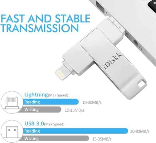 Image of IDISKK MFi Certified 64GB Photo-Stick-for-iPhone-Storage iPhone-Memory iPhone USB for Photos iPhone USB Flash Drive Memory for iPad External iPhone Storage iPhone Thumb Drive for iPad Photo Stick