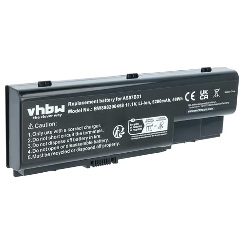 vhbw 1x batteria compatibile con Acer Aspire AS5520-5908, 8930G, 8935G, 8940G, 8935, 8942G, AS5720-4230 notebook (5200mAh, 11,1V, Li-Ion)