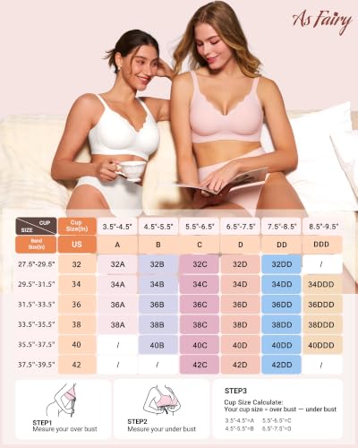 Image of As Fairy Wireless Bras for Women Jelly Push Up Scalloped T-Shirt Bra