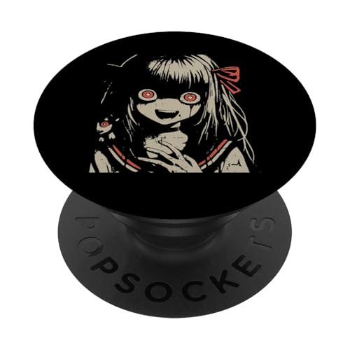 Creepy Anime Girl Horror Aesthetic Manga Otaku Hombres Mujeres Niños PopSockets PopGrip Adhesivo