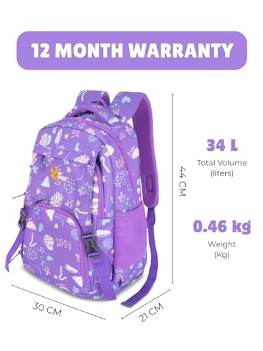 Image of Zara Sky Blue Doodle Dream School Backpack Pastel Fun Edition