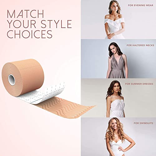 Image of RECLUSE Boob Tape with 10pcs Nipple Cover & 36pcs Fashion Tape Double Sided Body Tape Adhesive Strapless Bra & Heavy Breast Support - Boobs Tape for Women Clothes - Waterproof Tape