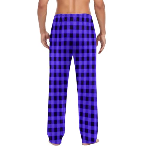 Cambkatl Men’s Plaid Pajama Pants, Elastic Waist Stretchy Straight Lounge Trousers Loose Pjs Bottoms Sleepwear with Pockets 5