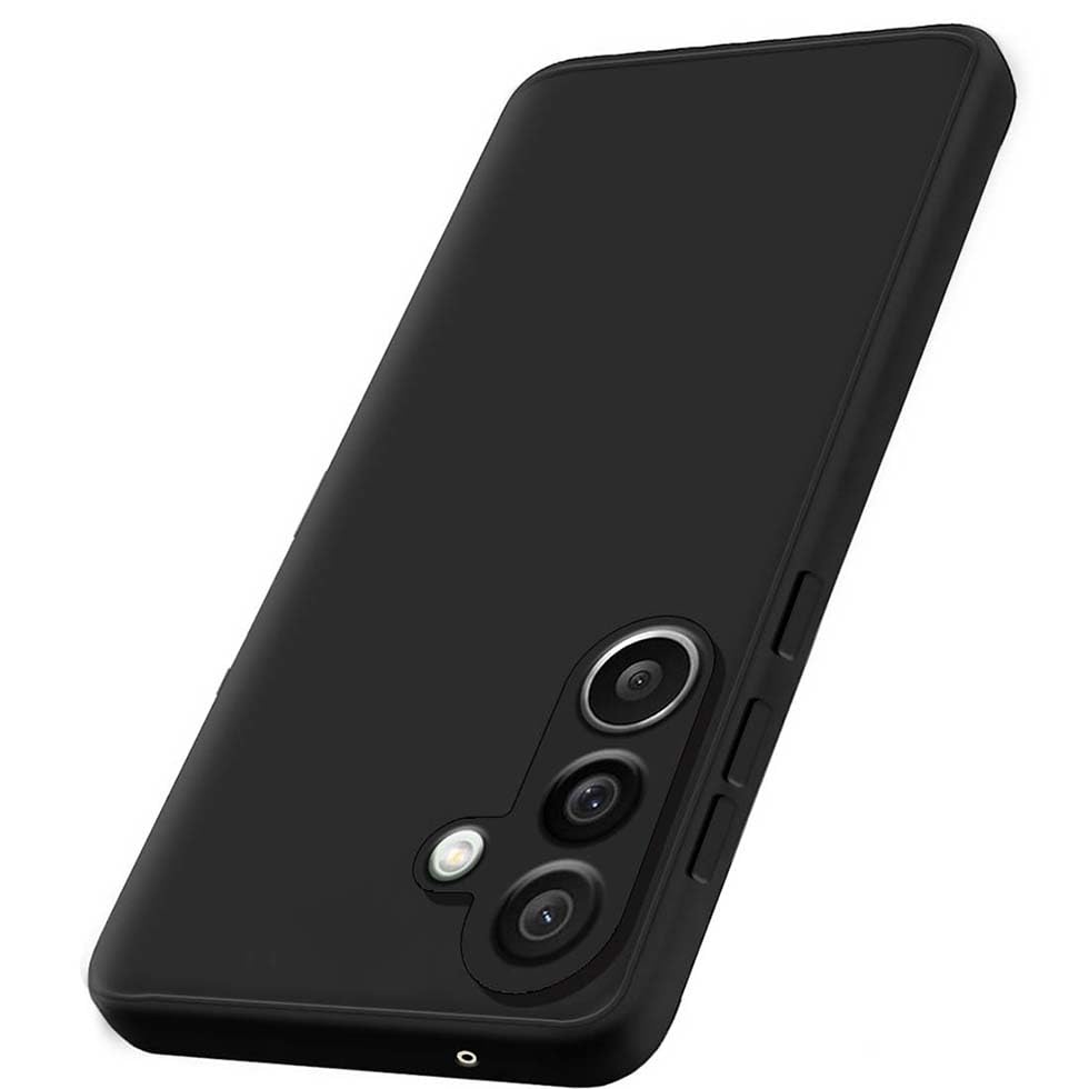 Image of Fashionury Liquid Silicon Back Cover for Samsung Galaxy M56 5G | Camera Protection | Inner Velvet Fabric | Anti-Fingerprint | Ultra Slim Case (Black)