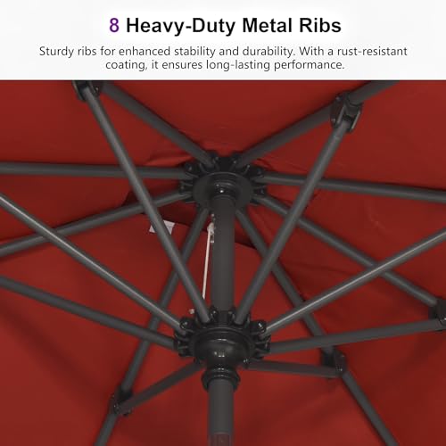Image of PURPLE LEAF Patio Market Umbrella 8' x 8' Square Tilt Red 8 Ribs Coated