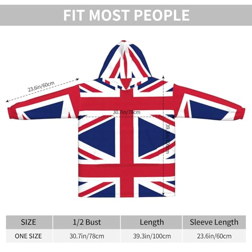 Couverture à capuche imprimée Union Jack, cadeau idéal pour femme - 4
