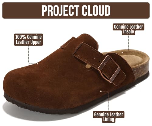 Image of 100% Genuine Leather Slip-on Footbed Clogs for Women - Fall Shoes for Women