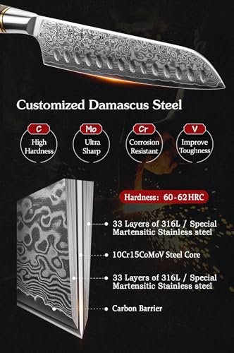 Damascus Steel Knife Set 5PCS