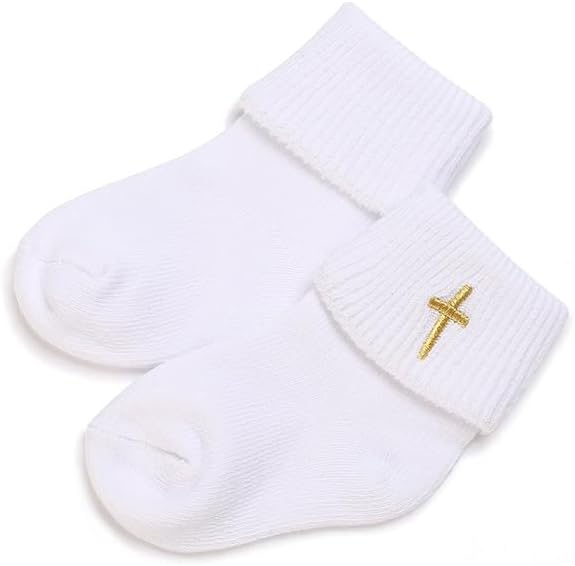 Baby Baptism Cross Sneaker Shoes & Socks, White Christening Baptism Sets for Baby,3Pcs - Image 4