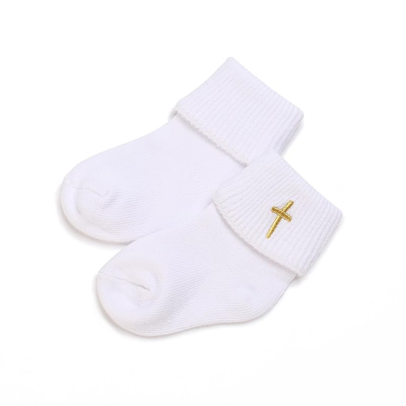 Baby Baptism Cross Sneaker Shoes & Socks, White Christening Baptism Sets for Baby,3Pcs4