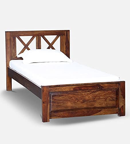 Solid Sheesham Wood Single Beds in Provincial Teak Finish for Bedroom and Home & Hotel Furniture-image-39