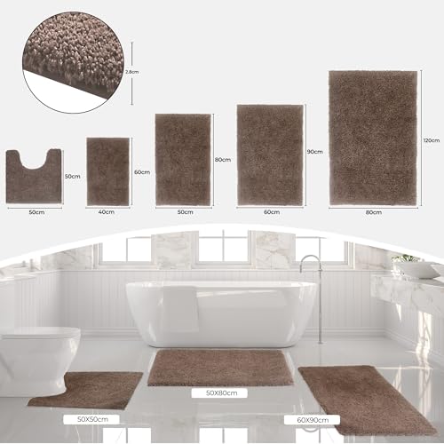 Baahrnom Badezimmerteppich 40x60 cm rutschfest Waschbar Badematte Non Slip Badteppich Kuschelig Weich Badvorleger für Dusche, Badewanne und Toilette