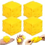 4 Piezas de Squishy Queso 5cm, Bolas Antiestrés de Lento Retorno, Juguete Mochi, Juguete Sensorial Suave para Aliviar Estrés, Regalo Sorpresa para Cumpleaños Infantiles para Niños y Adultos