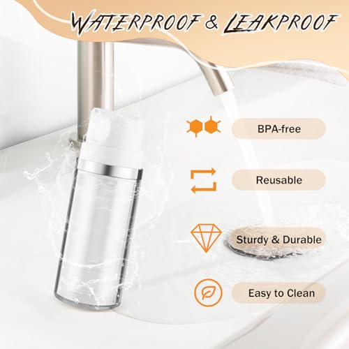 5 Pcs 100ml/3.4oz Clear Airless Lotion Pump Bottle Vacuum Cream Jars Plastic Moisturizer Dispenser Bottles Refillable Cosmetic Containers for Liquid Foundation Gel Shampoo4