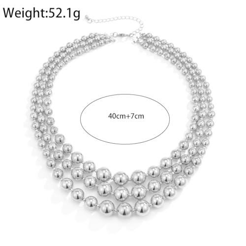 Punk Layered Beads Collar Choker Necklace for Women Chunky Stacking Bead Ball Necklace Hip Hop Statement Necklace Wedding Jewelry Accessories3