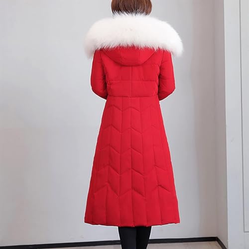 Womens Long Puffer Coat Packable Down Coat Ultralight Parkas Jacket Plus Size Zip Up Winter Hooded Insulated Coat (Color : Red, Size : M) - Image 3