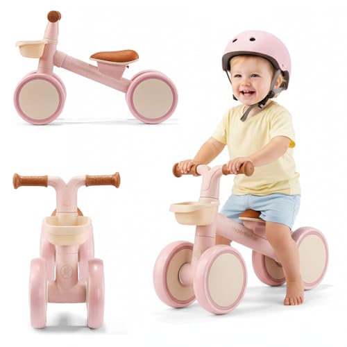 HyperMotion Draisienne 4 Roues Bébé avec Panier Tobi Mini Rose, Porteur Enfant 12–36 Mois, Ultra Léger 2 kg