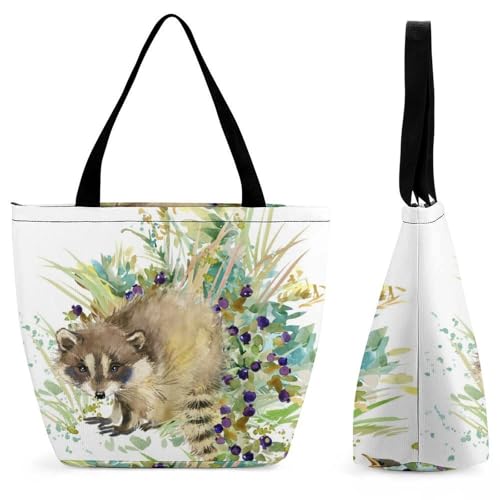 Sac à main pour femme aquarelle raton laveur grand sac bandoulière shopping voyage
