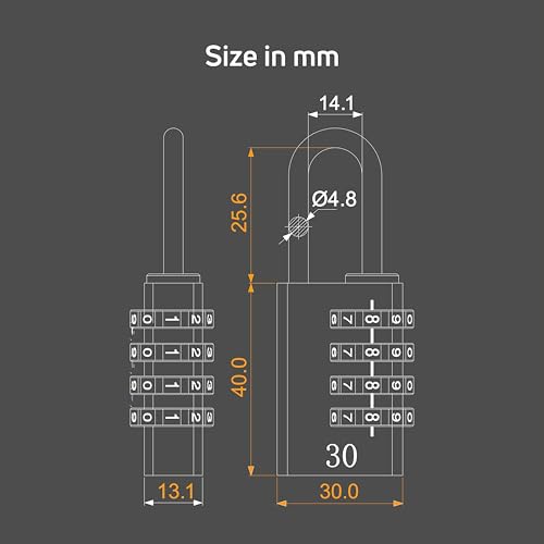 Image of AIDO 4-Digit Luggage Locks Pack of 2 | 30mm Number Locks for Door, Suitcase, Travel Bags, Sports Bags & Backpacks | Small Combination Padlocks for Locker & Tool Box | Water Resistant | 2 yr Warranty