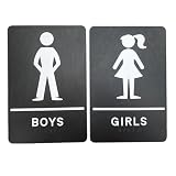 USA MADE - Boys ADA Compliant Restroom Sign - Includes Adhesive Tape and Instructions (Black, Pack of 2)