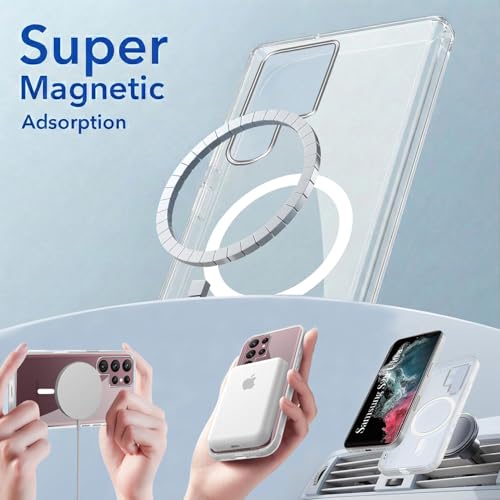Image of Jkobi Lifetime Anti-Yellow MagSafe Compatible Clear Back Cover Case for Samsung Galaxy S22 Ultra 5G (Sleek Hard Crystal | Shockproof and Camera Protection)